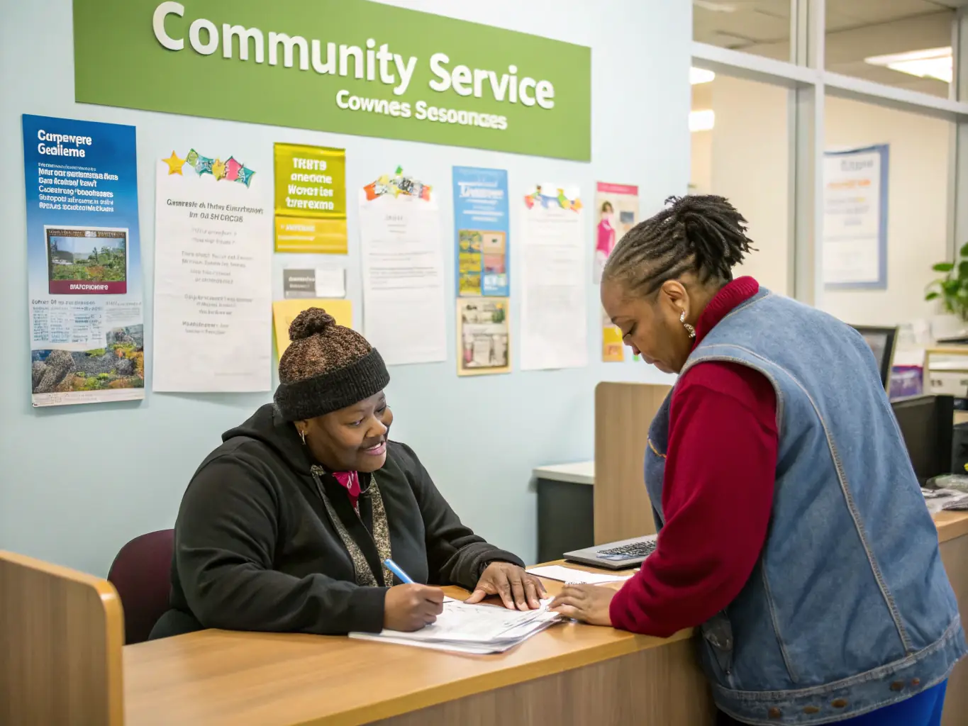 A friendly ONLE staff member assisting a student with their accommodation application, showcasing personalized support services.