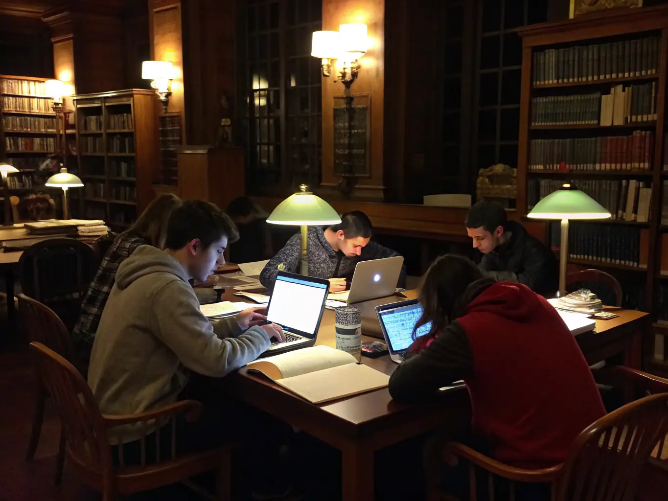 Students collaborating on a project in a shared study space within an ONLE residence, highlighting the academic support and resources available.